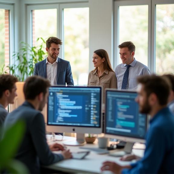 Il team di Onda Digitale al lavoro nel loro ufficio a Genova